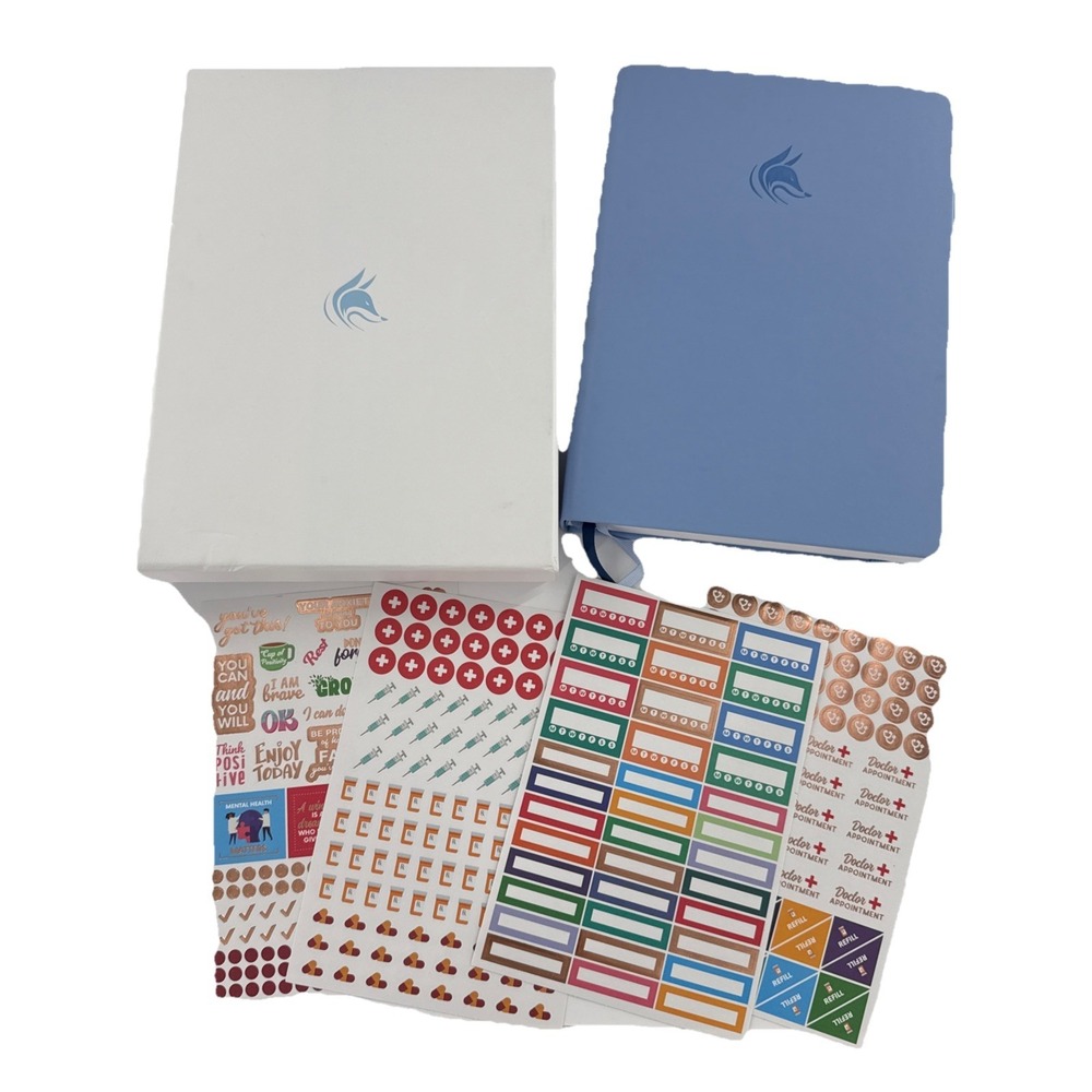 Clever Fox Medical Planner 12 Month Journal Blue Symptom Tracker New‎ with Box